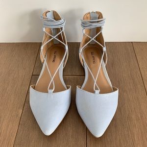 Light pale blue lace-up pointed flats 🤍 ballet, d’orsay, baby